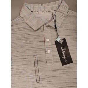 Men's Walter Hagen Striation Pique Short Sleeve Polo Shirt Mountain Gray